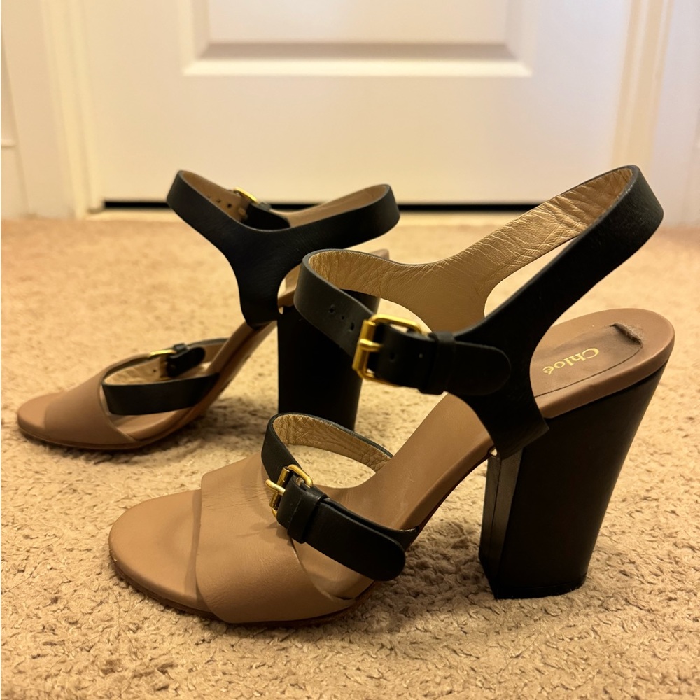 Chloe Leather Strap Heels